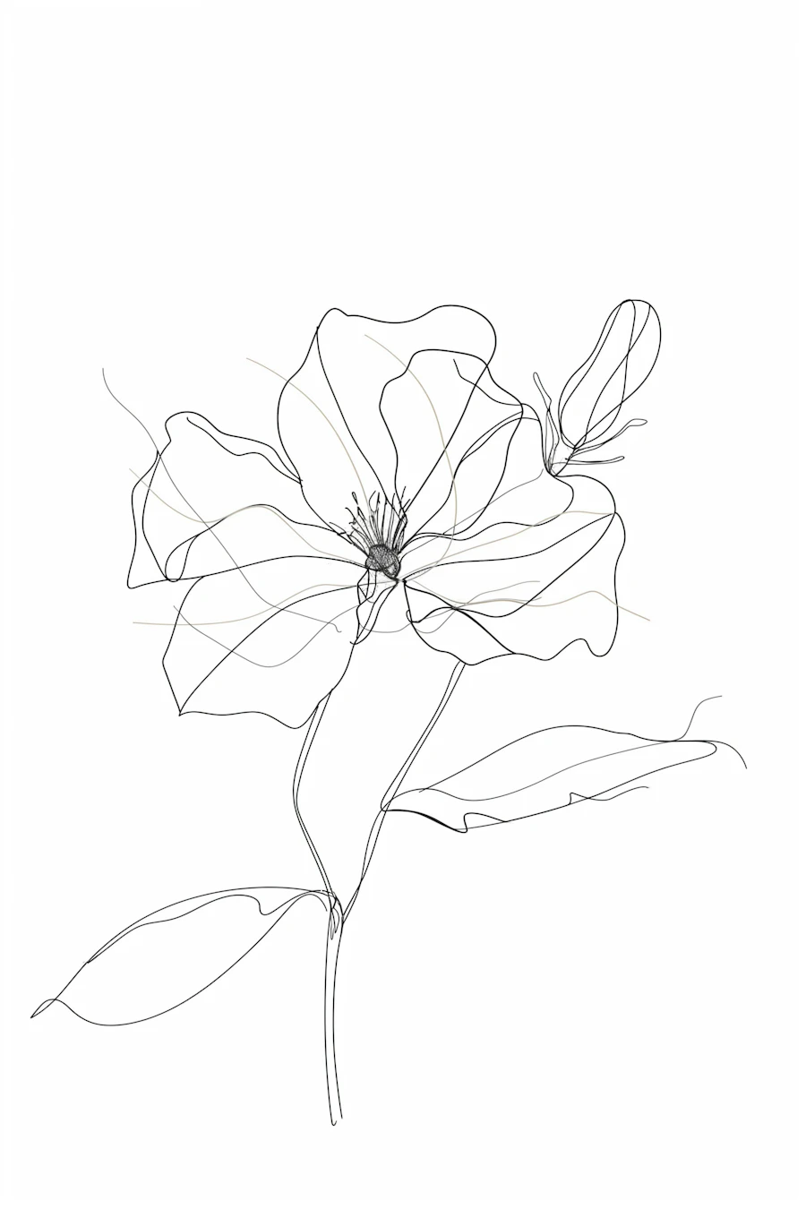 Delicate Line Drawing of a Flower