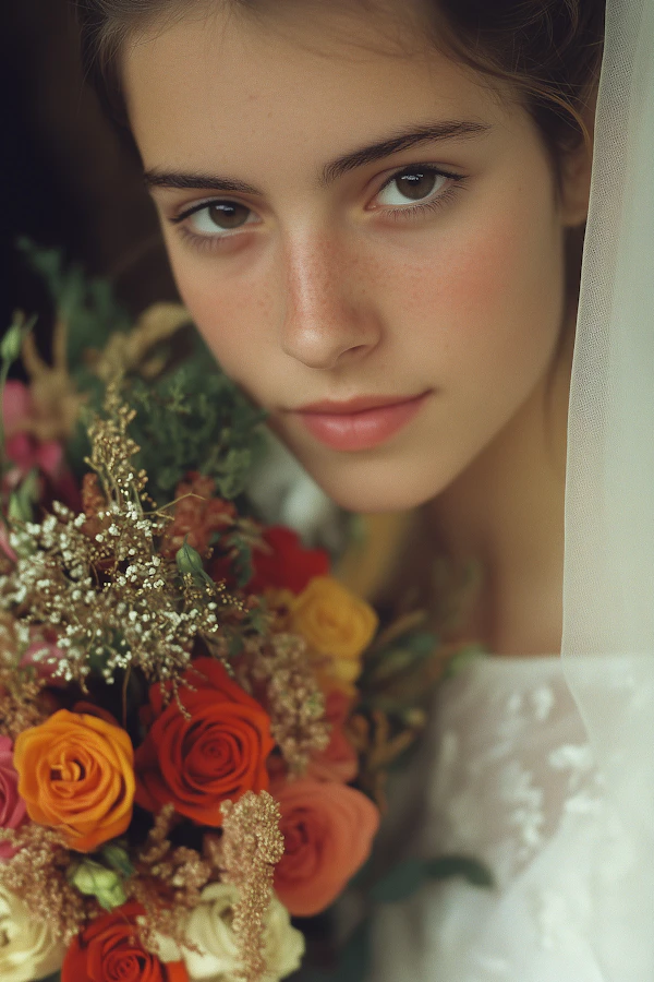 Serene Woman with Bouquet