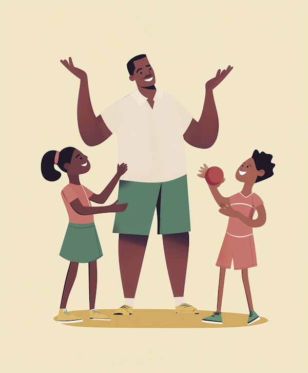 Joyful Family Outdoors Illustration