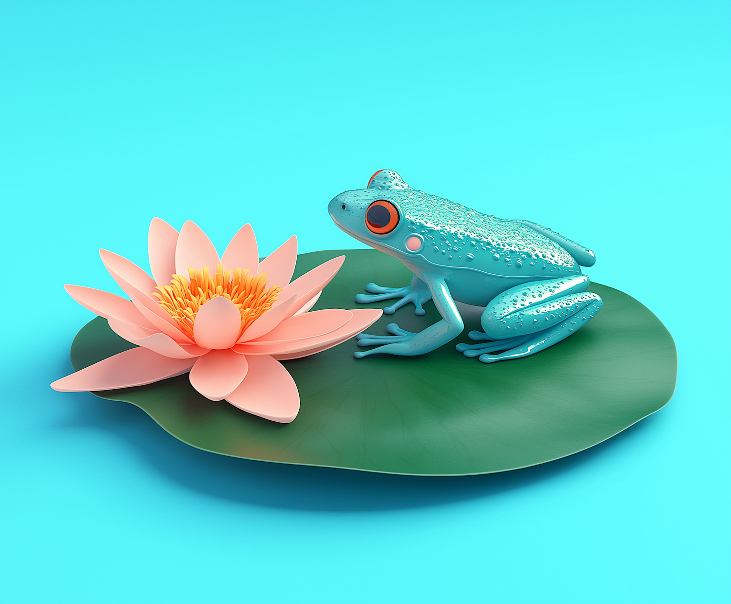 Blue Frog and Pink Lotus