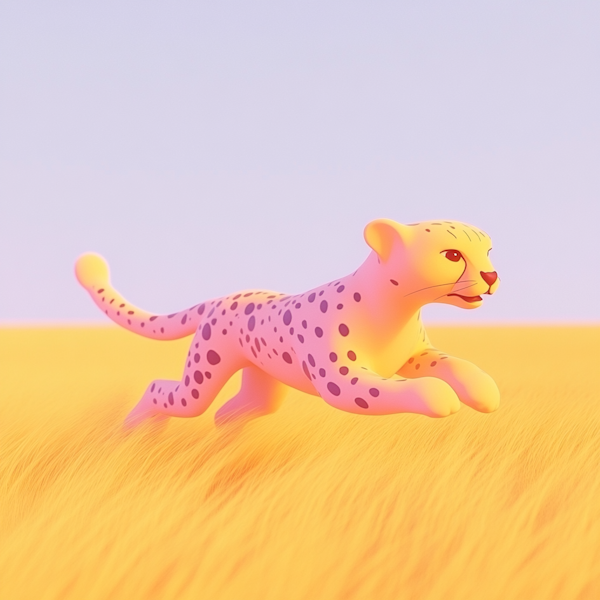 Cartoonish Stylized Leopard in Motion