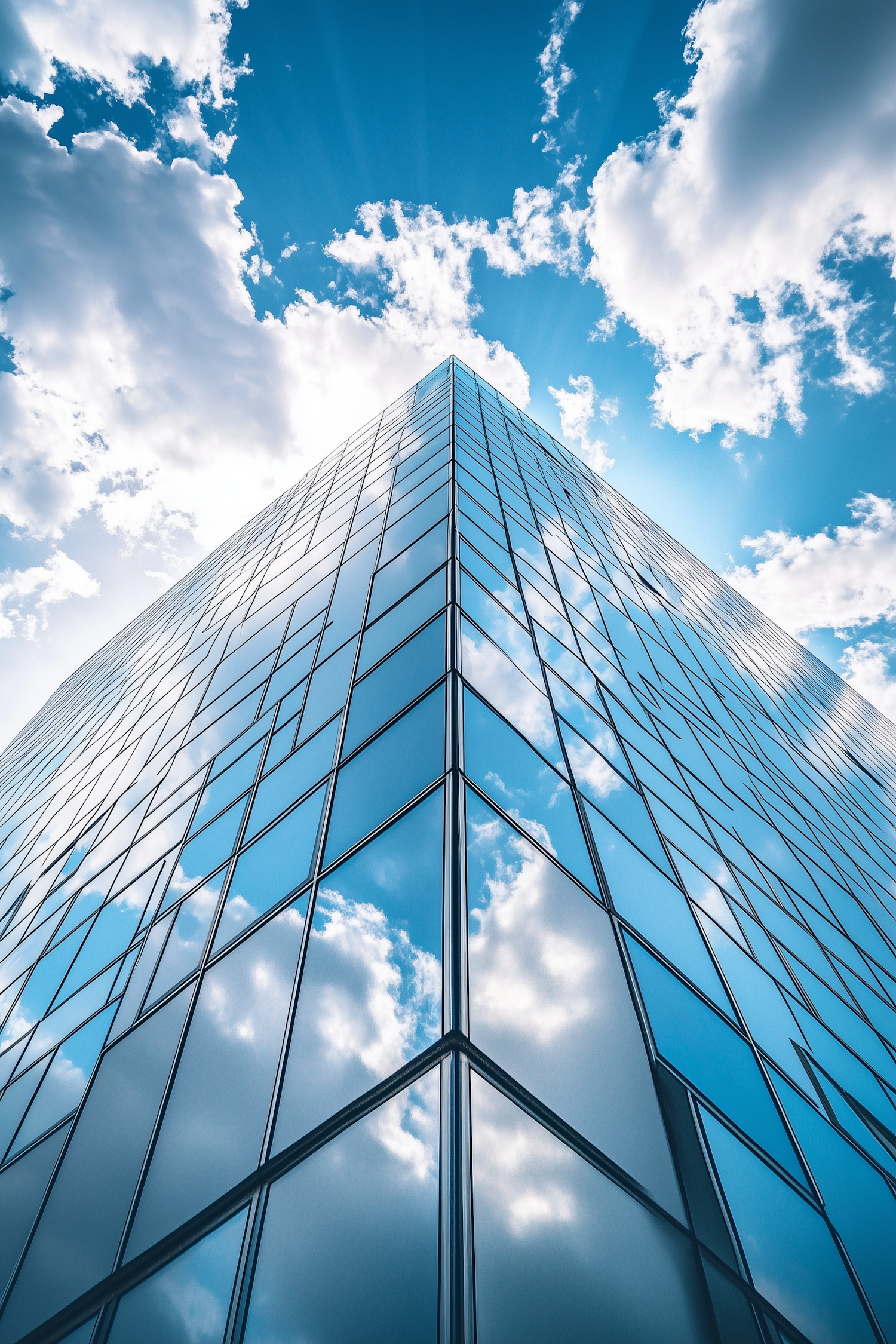 Modern Glass Building Against Blue Sky