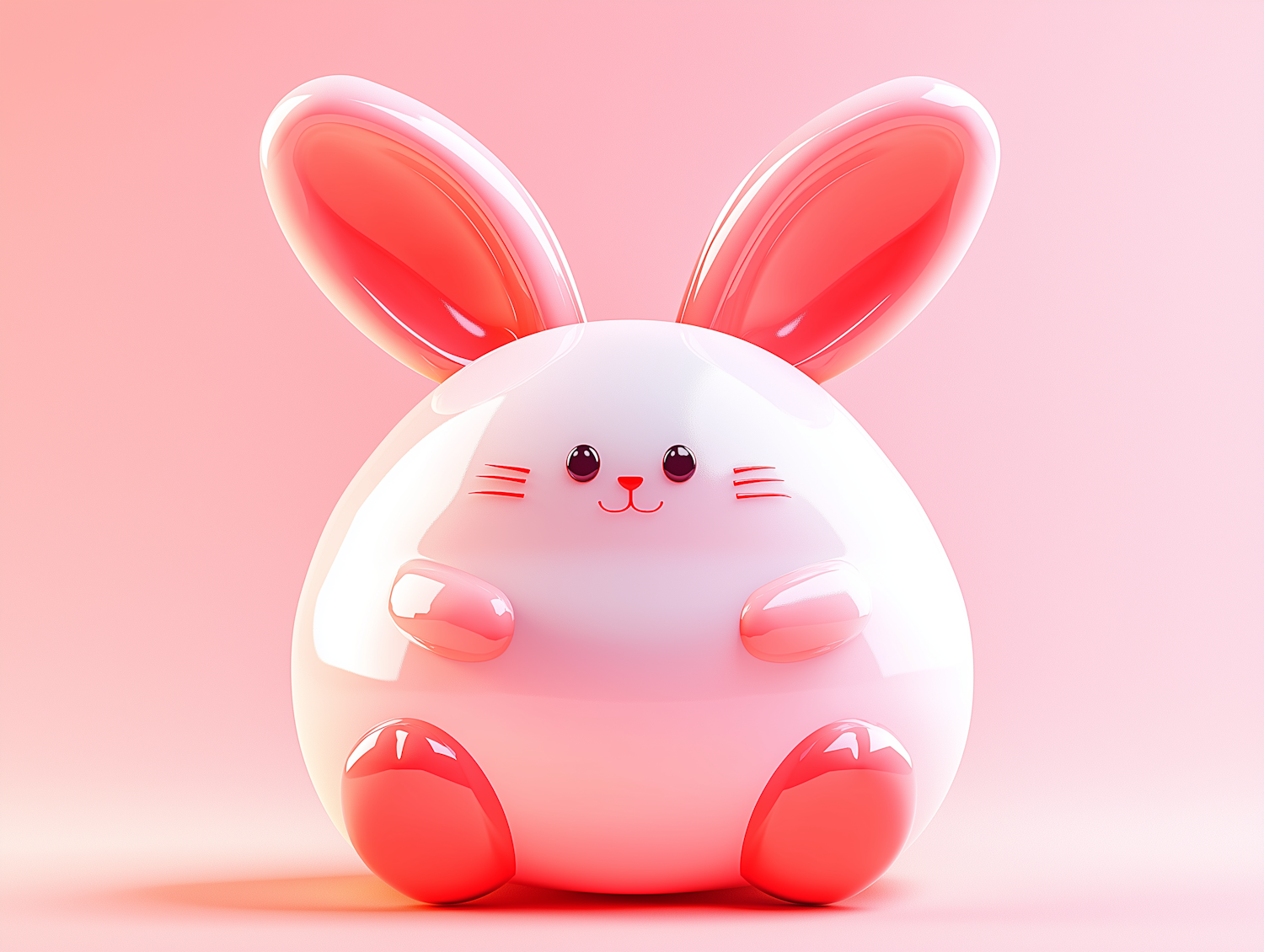 3D Glossy White Rabbit