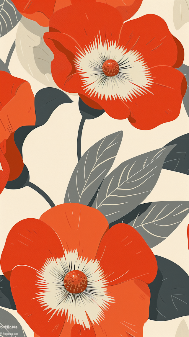 Stylized Red Poppies