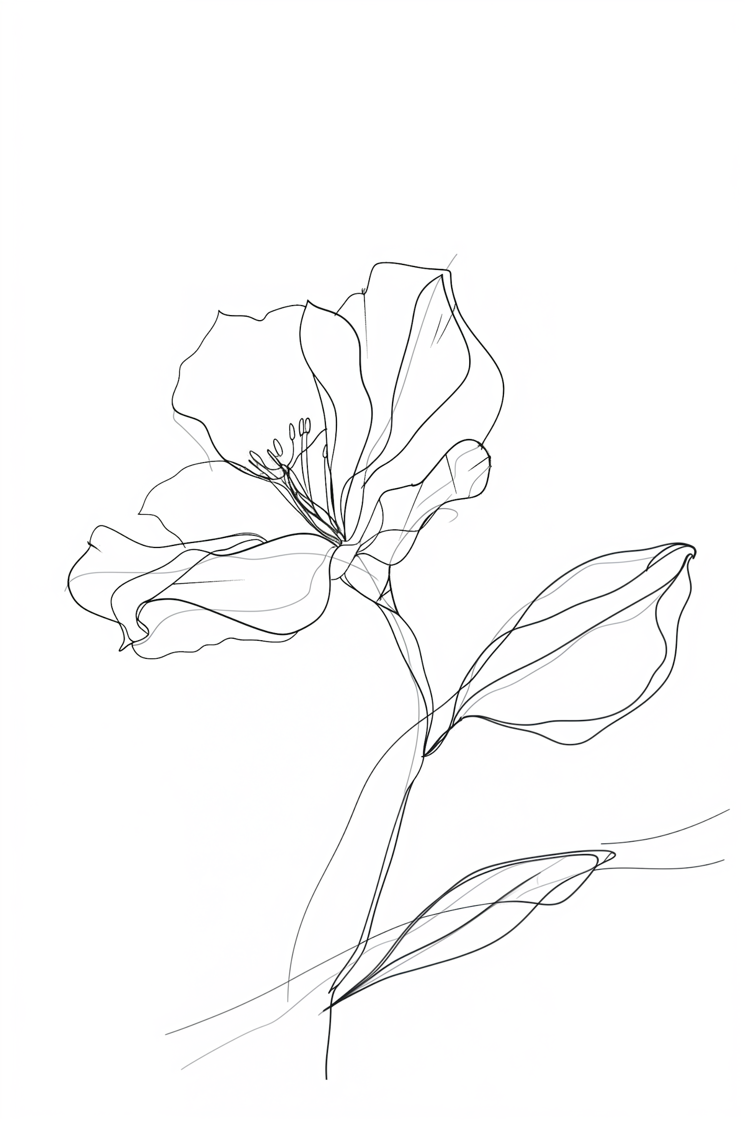 Delicate Line Drawing of a Flower