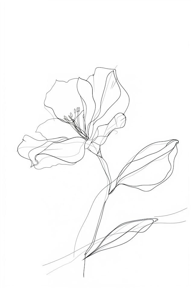 Delicate Line Drawing of a Flower