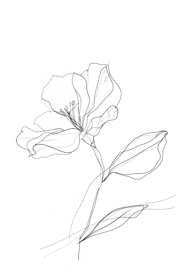 Delicate Line Drawing of a Flower