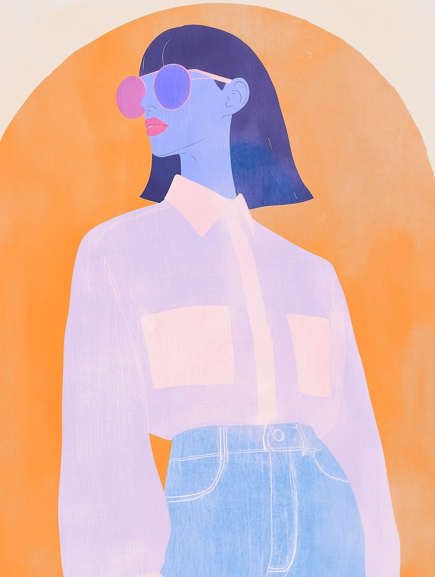 Stylized Portrait with Blue Skin Tone