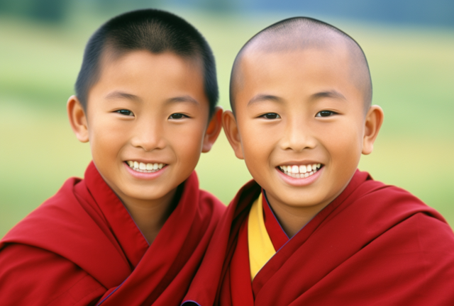 Monastic Joy: Young Novices with Bright Smiles