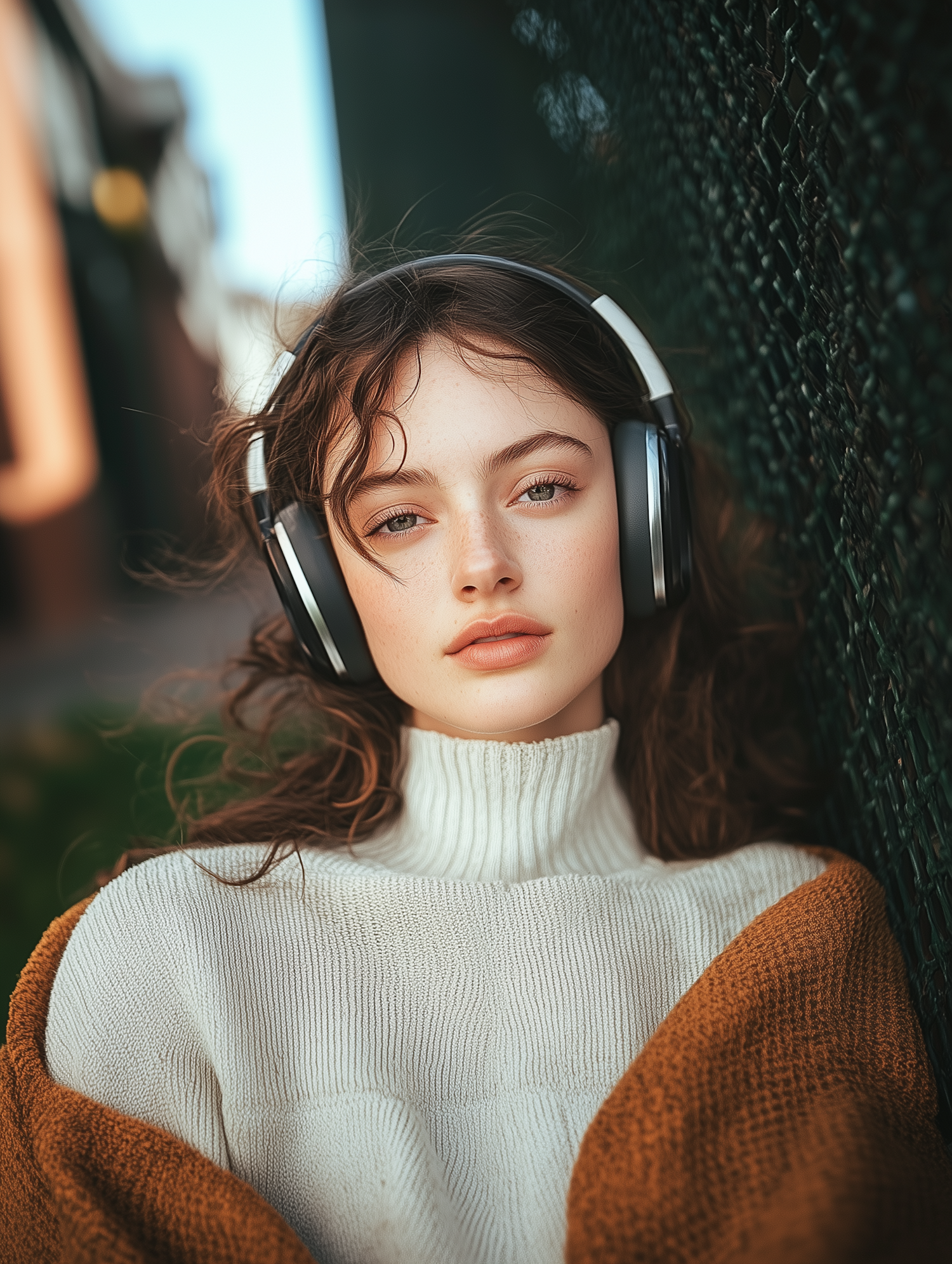 Introspective Woman with Headphones