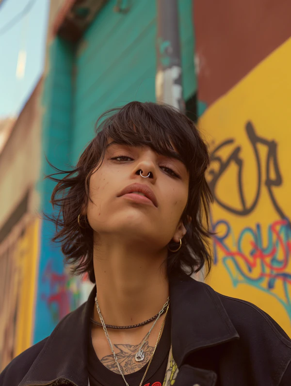 Urban Portrait with Colorful Backdrop