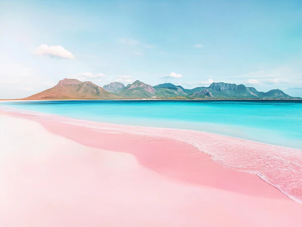 Pink Sand Beach Scene