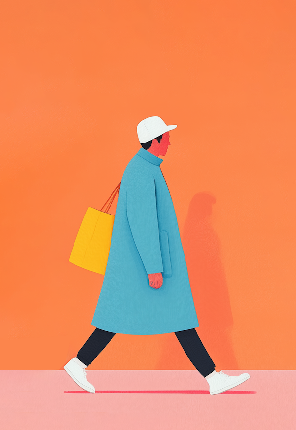 Stylized Illustration of Person Walking