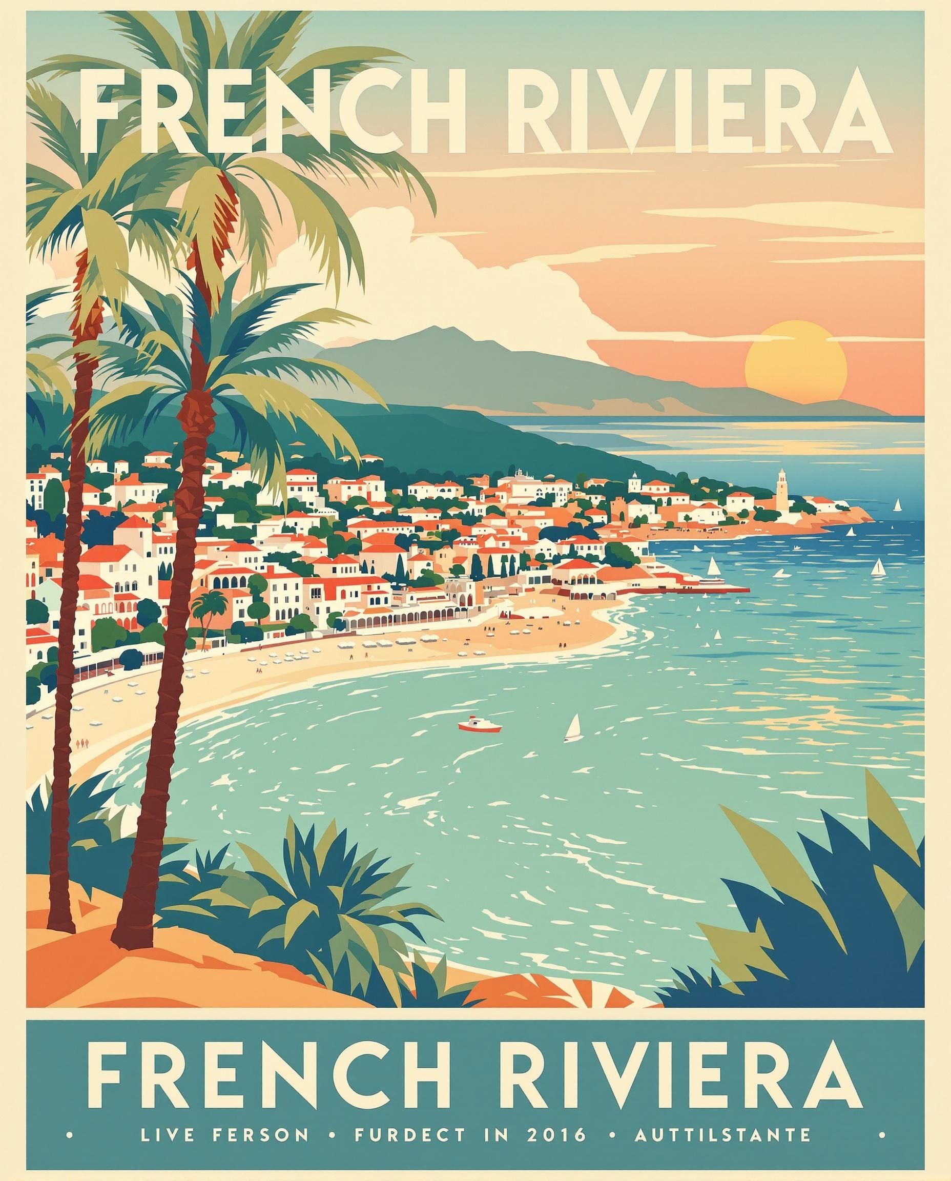 French Riviera Poster Illustration on Lummi