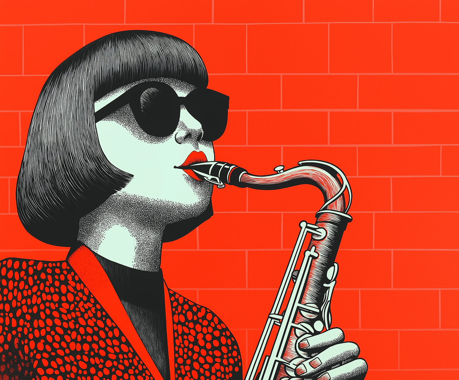 Stylized Female Saxophone Player