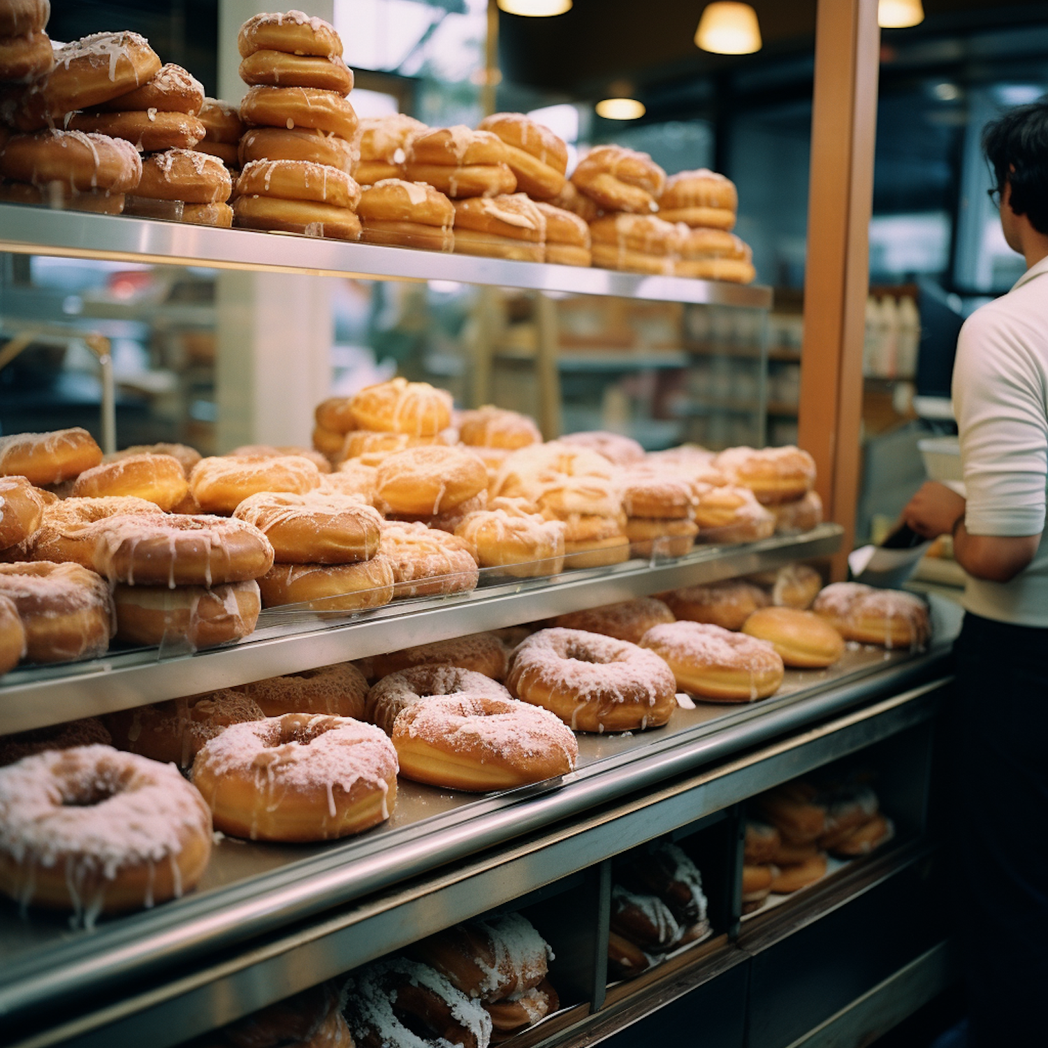 Assorted Donuts Display at Bakery