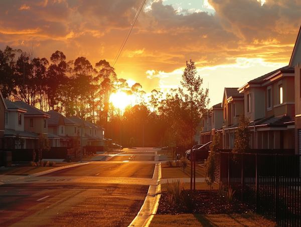 Serenity at Sunset on the Residential Street