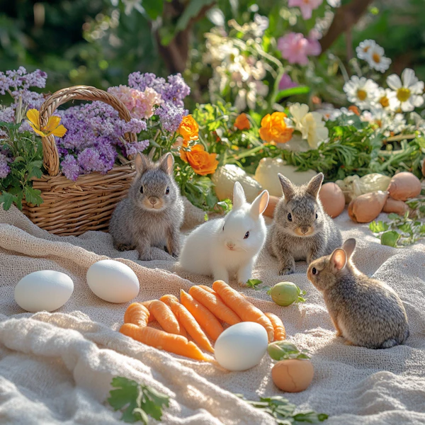 Baby Rabbits and Produce