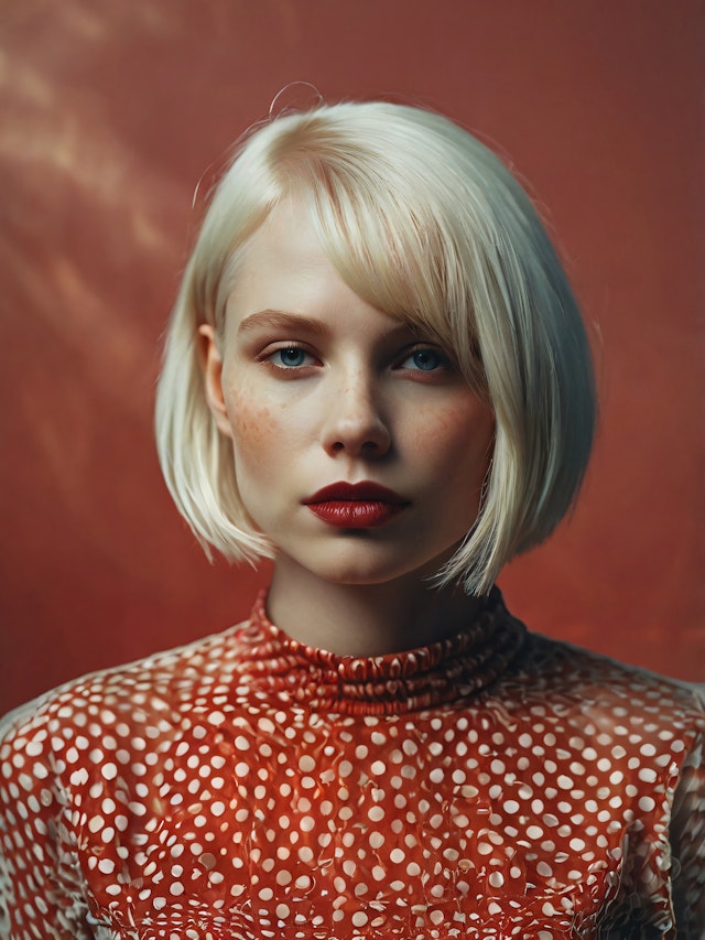 Portrait of a Woman with Platinum Blonde Hair