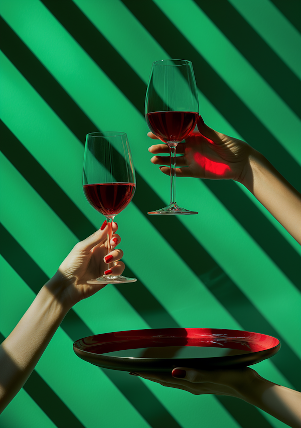 Elegant Hands with Wine Glasses