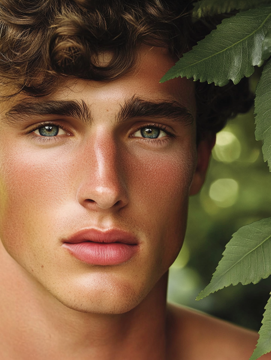 Portrait of a Young Man with Curly Hair Photo on Lummi