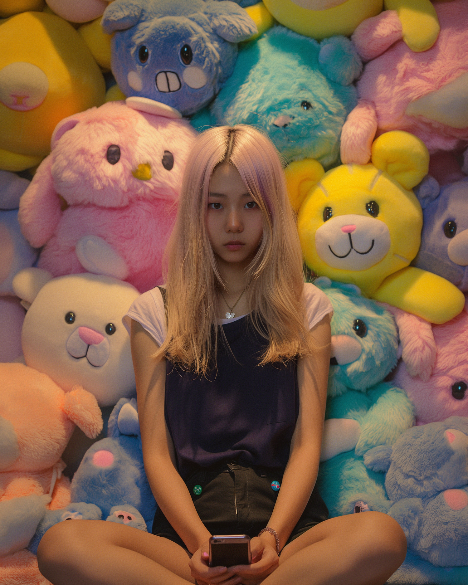 Woman Amidst Stuffed Animals