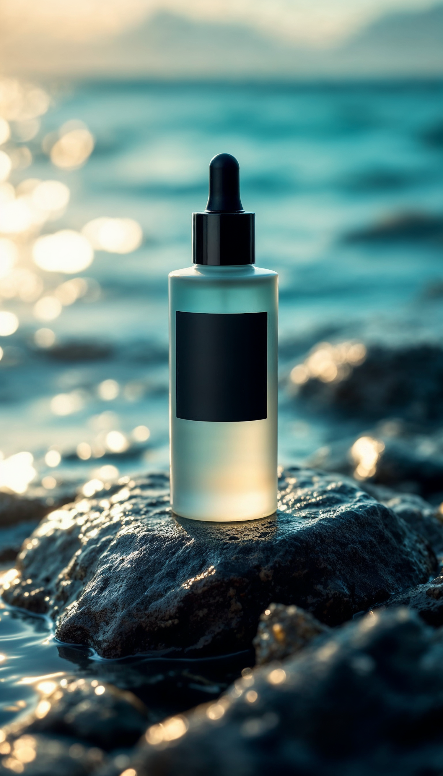 Frosted Glass Bottle by the Sea