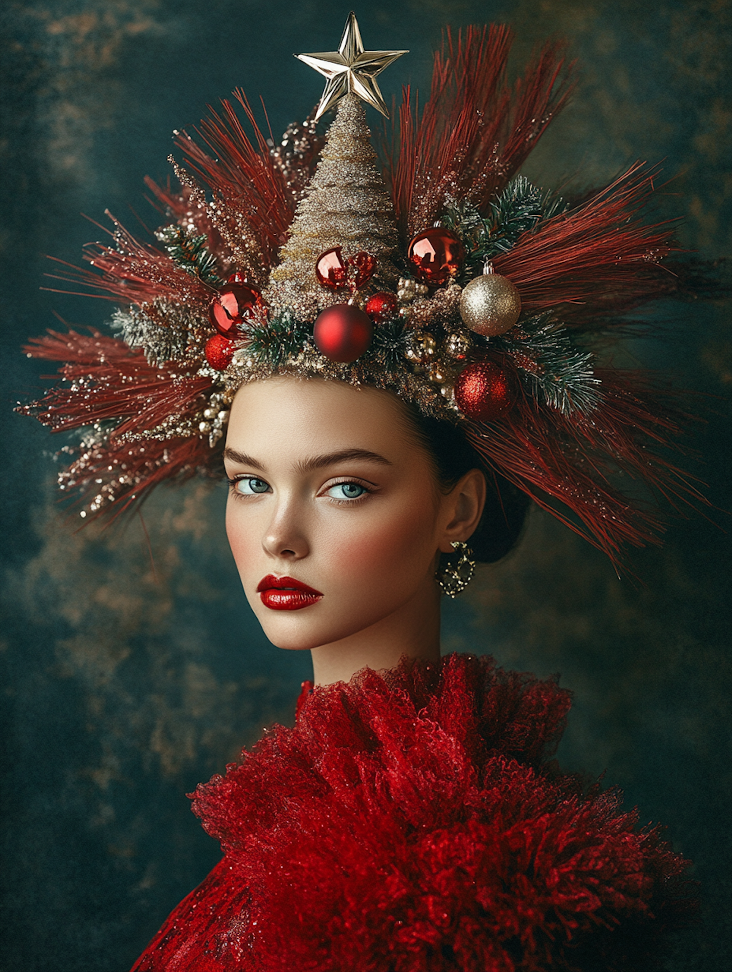 Festive Portrait with Christmas Headdress