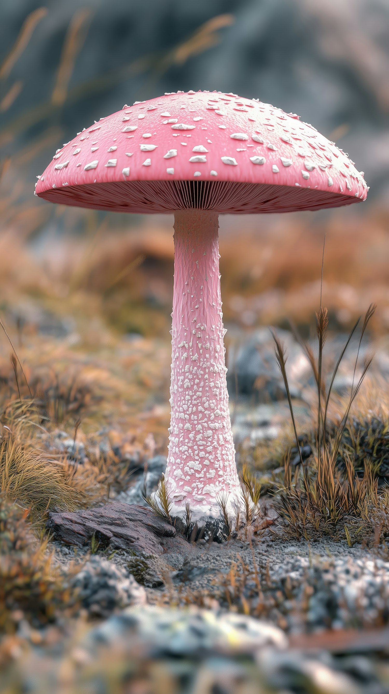 Pink Mushroom in Natural Setting