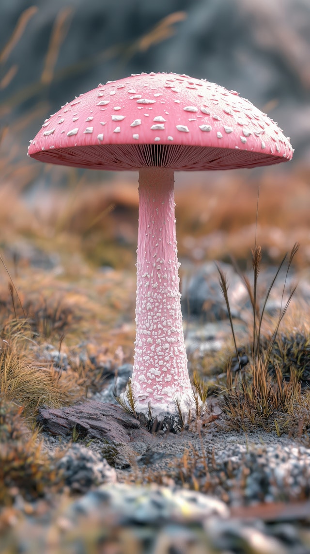 Pink Mushroom in Natural Setting