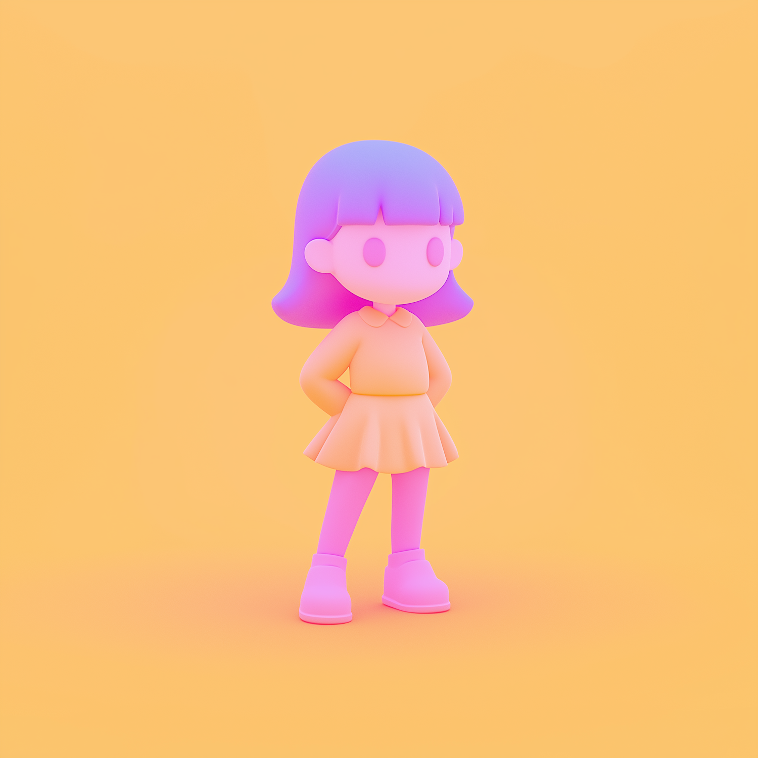 Stylized Cartoon Girl Model