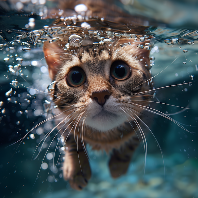 Cute Cat Underwater