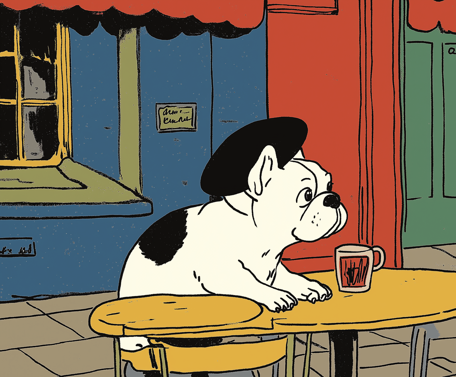 Bulldog at Café