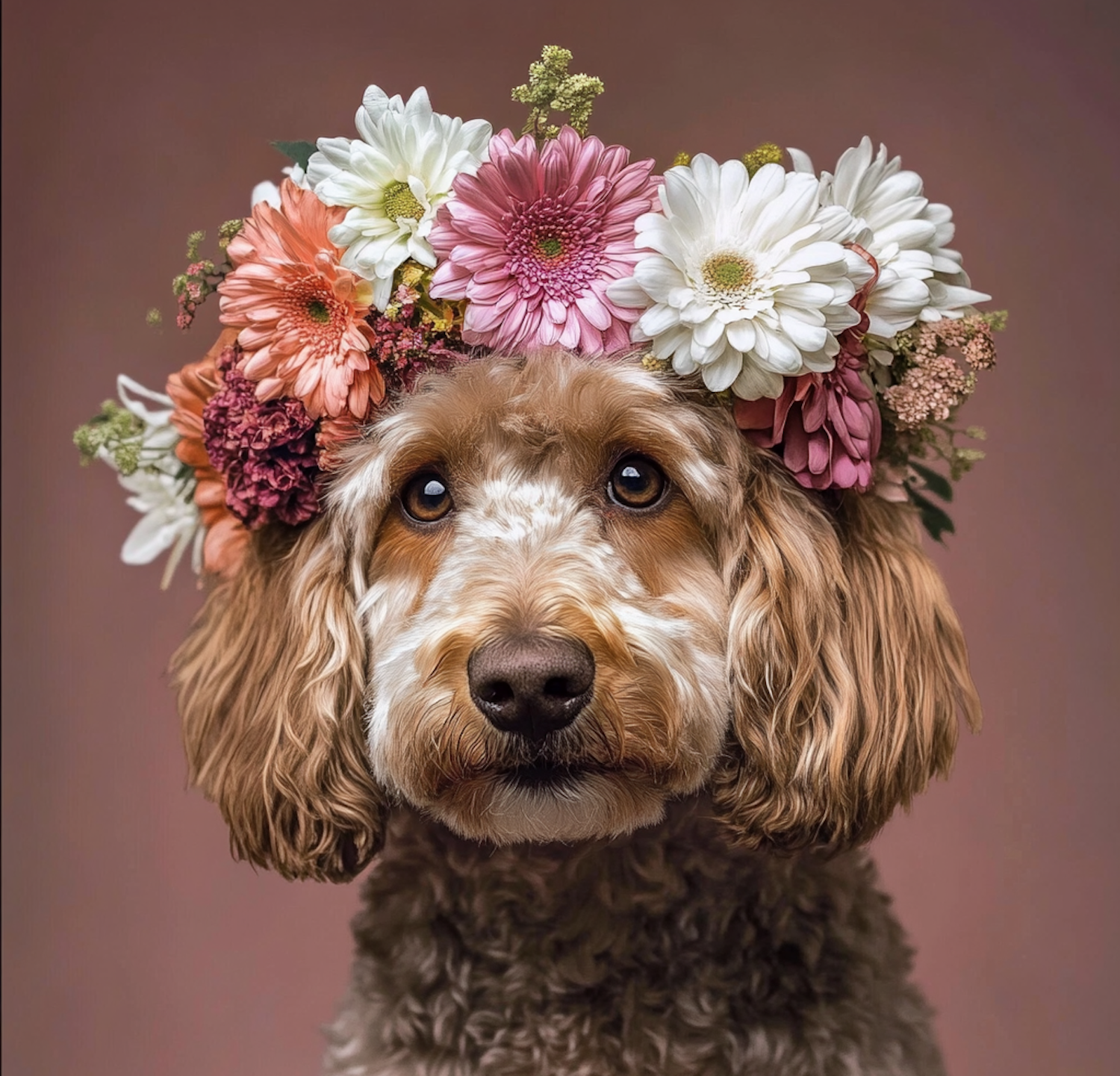 Dog with Floral Crown