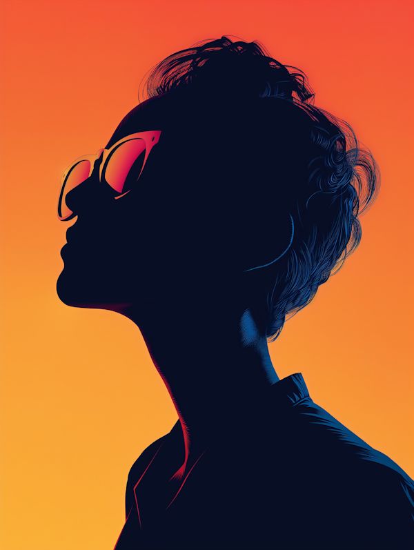 Stylized Human Profile with Sunglasses