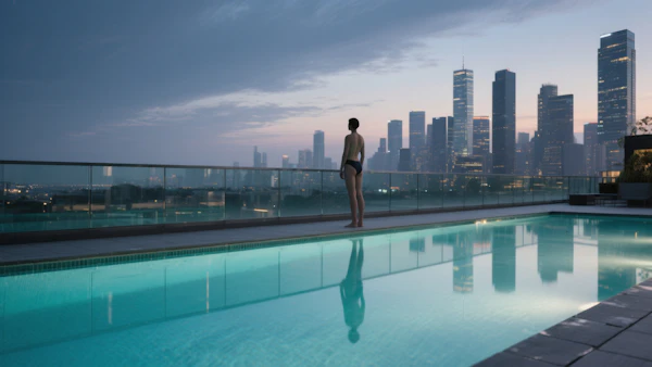 Rooftop Pool at Dusk