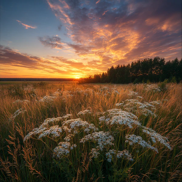 Sunset Over Meadow
