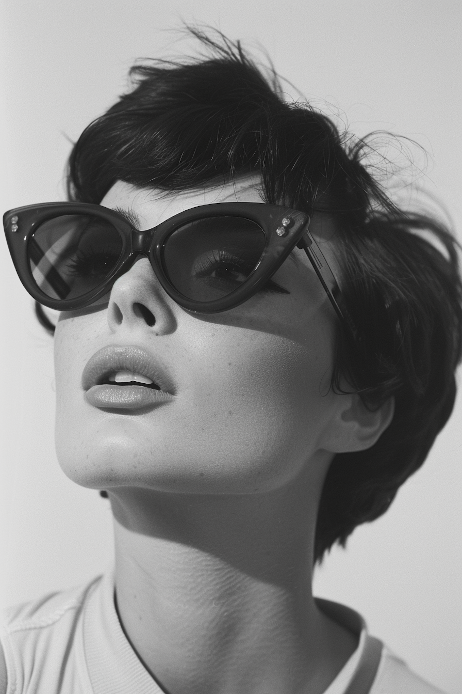 Stylish Sunglasses Portrait in Black and White