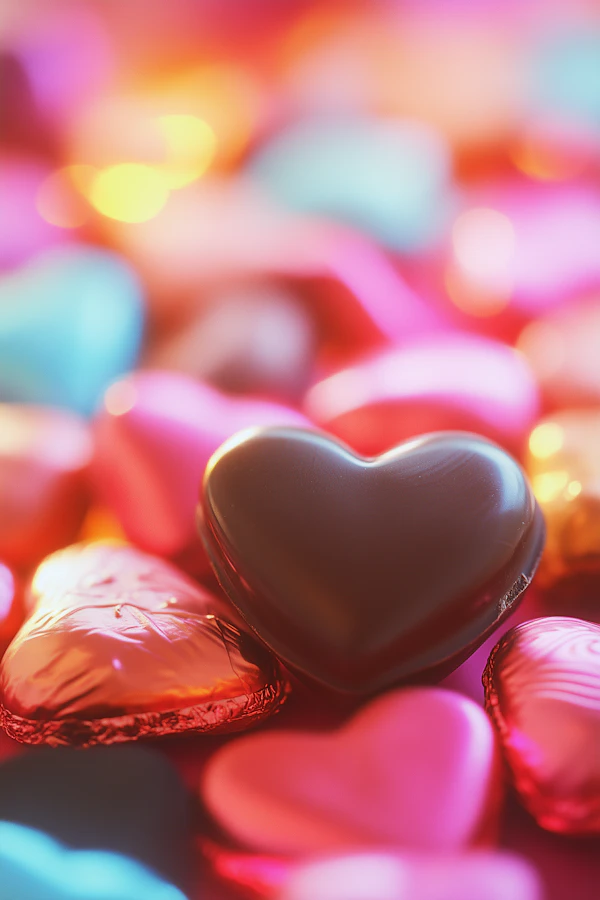 Heart-Shaped Chocolates Close-Up