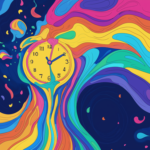 Psychedelic Melting Clock Illustration