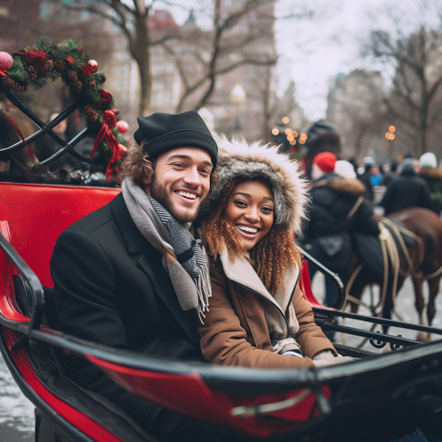 Winter Romance in Red Carriage