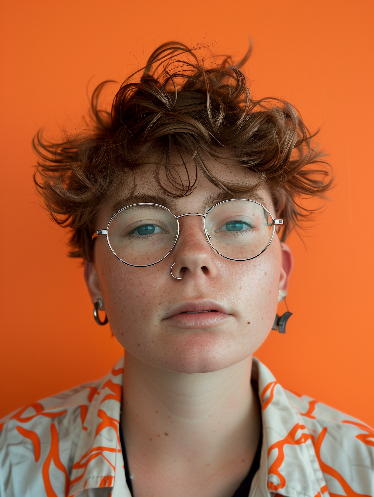 Close-Up Portrait with Orange Backdrop