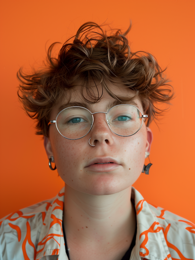 Close-Up Portrait with Orange Backdrop