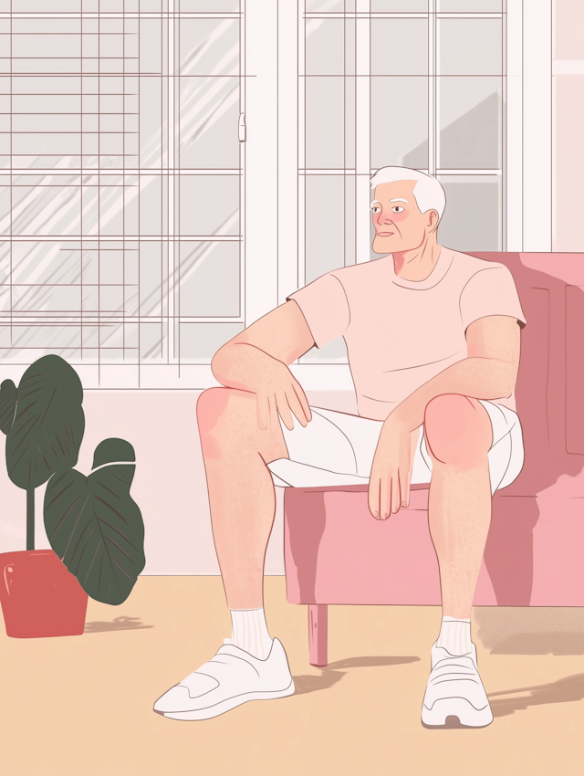 Elderly Man Relaxing on Sofa