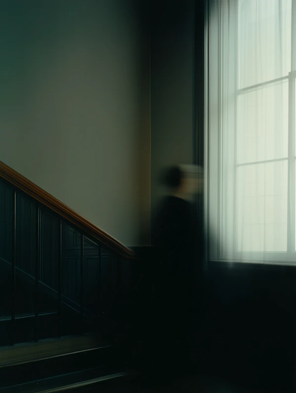 Blurred Figure by Staircase