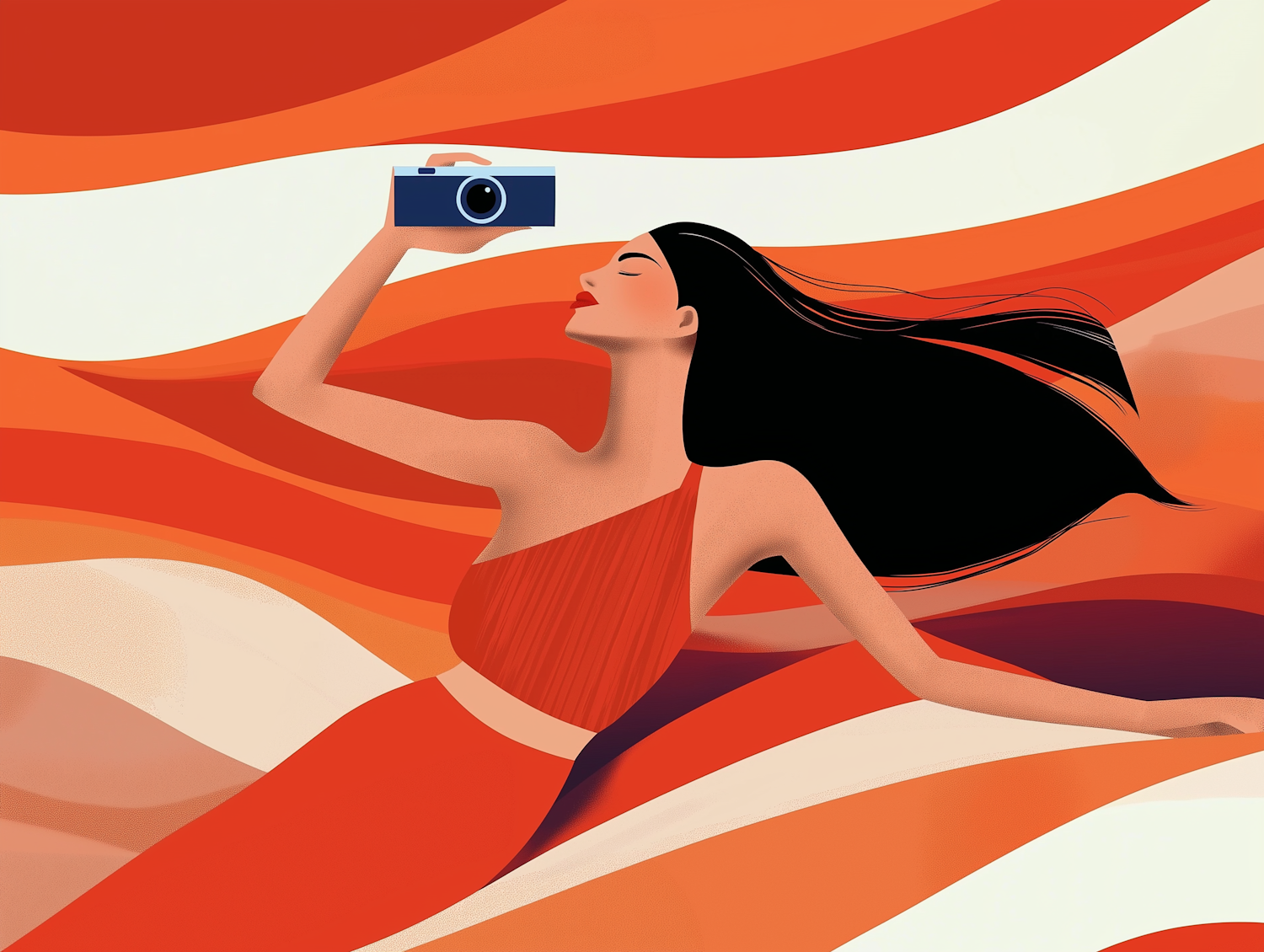 Stylized Woman with Camera Illustration