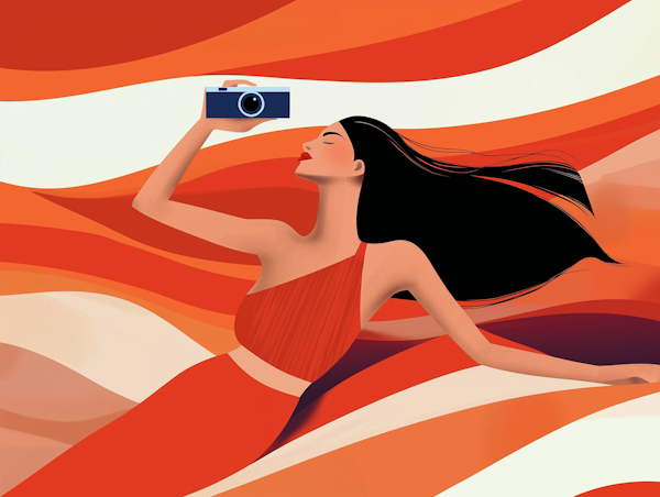 Stylized Woman with Camera Illustration