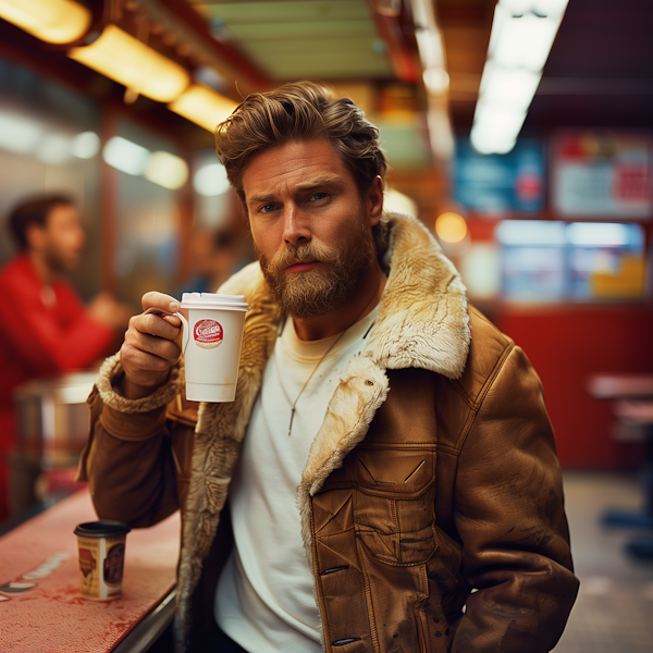 Man in Diner with Coffee