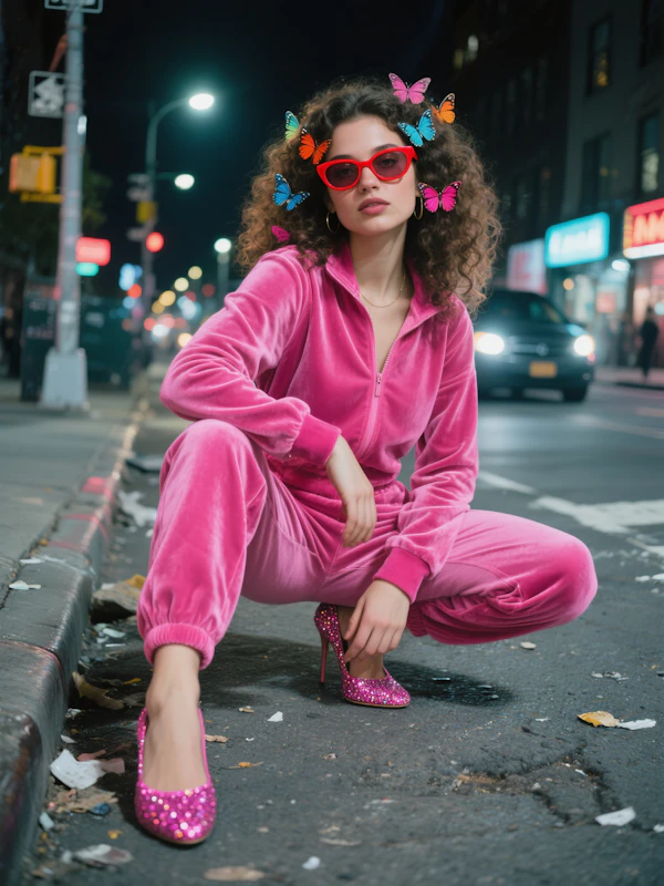 Stylish Night Street Pose