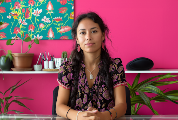 Woman at Her Vibrant Workspace